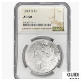 1923-D Silver Peace Dollar NGC AU58