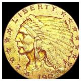 1909 $2.50 Gold Quarter Eagle NEARLY UNCIRCULATED