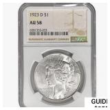 1923-D Silver Peace Dollar NGC AU58