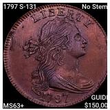 1797 S-131 No Stems Draped Bust Large Cent CHOICE