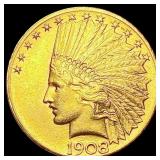 1908 With Motto $10 Gold Eagle CLOSELY