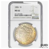 1886 Morgan Silver Dollar NGC MS62