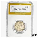 1910 Barber Quarter PGA PR68 DCAM