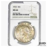 1923 Silver Peace Dollar NGC MS64