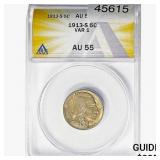 1913-S Buffalo Nickel ANACS AU55 VAR 1