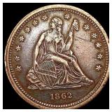 1862 Seated Liberty Quarter CLOSELY UNCIRCULATED