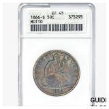 1866-S Seated Liberty Half Dollar ANACS EF45 Motto