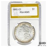 1892-CC Morgan Silver Dollar PGA MS65