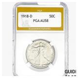 1918-D Walking Liberty Half Dollar PGA AU58