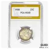 1908 Barber Quarter PGA MS68