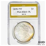 1878 REV 78 Morgan Silver Dollar PGA MS64+ PL