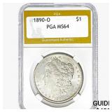 1890-O Morgan Silver Dollar PGA MS64