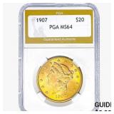 1907 $20 Gold Double Eagle PGA MS64