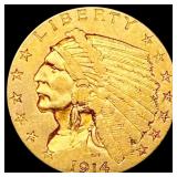 1914-D $2.50 Gold Quarter Eagle CLOSELY UNCIRCULAT