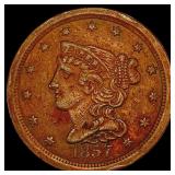 1857 Braided Hair Half Cent CLOSELY UNCIRCULATED