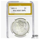 1891-S Morgan Silver Dollar PGA MS65 DMPL