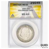 1893 Columbia Half Dollar ANACS MS63