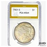 1921-S Morgan Silver Dollar PGA MS64