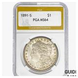 1891-S Morgan Silver Dollar PGA MS64