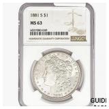 1881-S Morgan Silver Dollar NGC MS63