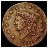 1834 Dbl Profile Coronet Head Large Cent ABOUT UNC