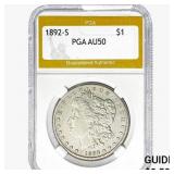 1892-S Morgan Silver Dollar PGA AU50