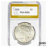 1935 Silver Peace Dollar PGA MS66