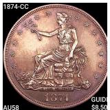 1874-CC Silver Trade Dollar CHOICE AU