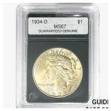 1934-D Silver Peace Dollar GG MS67