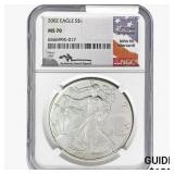 2002 Silver Eagle NGC MS70