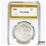 1891 Morgan Silver Dollar PGA MS66