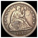 1842-O Seated Liberty Quarter ABOUT UNCIRCULATED