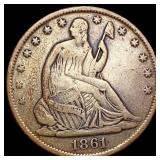 1861-S Seated Liberty Half Dollar ABOUT UNCIRCULAT