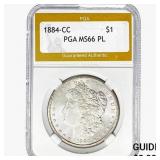 1884-CC Morgan Silver Dollar PGA MS66 PL