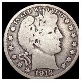 1913 Barber Half Dollar LIGHTLY CIRCULATED