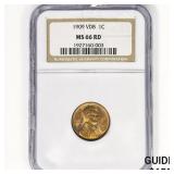 1909 VDB Wheat Cent NGC MS66 RD