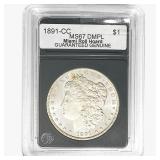 1891-CC Morgan Silver Dollar GG MS67 DMPL