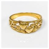 14k yg Flower Heart Ring-Size 8.5 (3.3g)