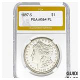 1897-S Morgan Silver Dollar PGA MS64 PL