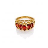 14k yg 5 Stone Garnet Ring-Size 6 (3g/8.2mm/3 ct)