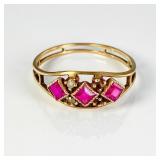 10k Yellow Gold Ruby Ring-Size 7 (1.5 grams)