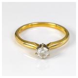 14k yg Round Cut Diamond Ring-Size 6.5 (2.3g/.21 c