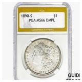 1890-S Morgan Silver Dollar PGA MS66 DMPL