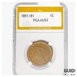 1851/ 81 Braided Hair Large Cent PGA AU53