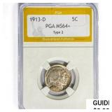 1913-D Buffalo Nickel PGA MS64+ Type 2