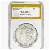 1878 REV 79 Morgan Silver Dollar PGA MS63+