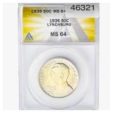 1936 Lynchburg Half Dollar ANACS MS64