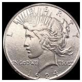 1924-S Silver Peace Dollar CHOICE AU