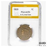 1820 Coronet Head Large Cent PGA AU55 Sm.Date N-15