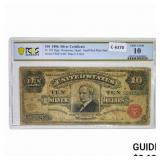 1886 $10 TOMBSTONE SILVER CERTIFICATE PCGS VG-10